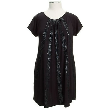 Women's Plus Sequin Jersey A-Line Tunic Dress