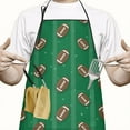 thumbnail image 2 of Green Striped Footballs Pattern Apron-Garden Aprons for Women with Pockets-Cotton Linen Waterproof Kitchen Cooking Gardening Aprons Adjustable for Kitchen,Cooking,BBQ and Salon 33x27 Inch, 2 of 3