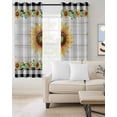 thumbnail image 2 of Sunflower Blackout Curtains for Bedroom Living Room Darkening Curtains 90 Inch Yellow Floral Summer Botanical Wooden Checkered Black Out Window Curtain Privacy Window Treatment Drapes 52"x90"x2, 2 of 9