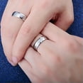 thumbnail image 2 of 6mm Titanium Steel Silver CZ Band Fashion Wedding Jewelry Couple Rings Size 6-13, 2 of 9