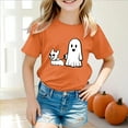 thumbnail image 2 of Staki Toddler Girl Halloween Halloween Shirts Toddler Girls Tshirts Kids Halloween Graphic Short Sleeve Tops(Orange,10-11 Years), 2 of 5