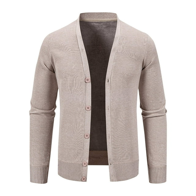 Cameland Cardigan pour Hommes Couleur Unie Design Texturé Veste en Tricot à Boutons