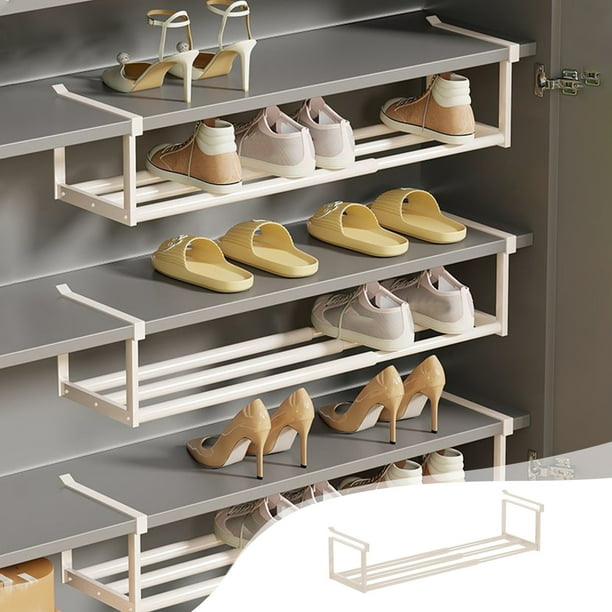 Zapatero retráctil para baño, soporte colgante para zapatillas de baño, armario para zapatos, diseño compacto, estructura metálica, 2 niveles, ideal para dormitorio.,Wsvlmg