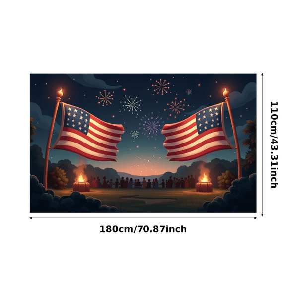 Patriotic Design Event Banner American Flag Holiday Banner Firework Display for Independence Day Celebration Outdoor Decoration Night Event