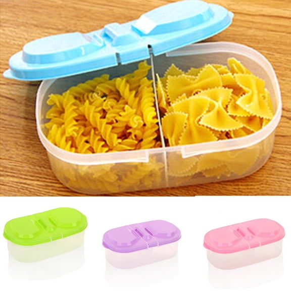 D-GROEE Food Storage Meal Prep Container Box With Lid, Bean Snacks Sauce Leakproof 2 Compartment Plastic Bento Container Box