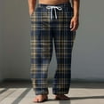 thumbnail image 2 of JIUKE Pajamas Pants for Men Drawstring Plaid Loungewear Baggy Comfy Elastic Waist Casual Trousers with Pockets, 2 of 5