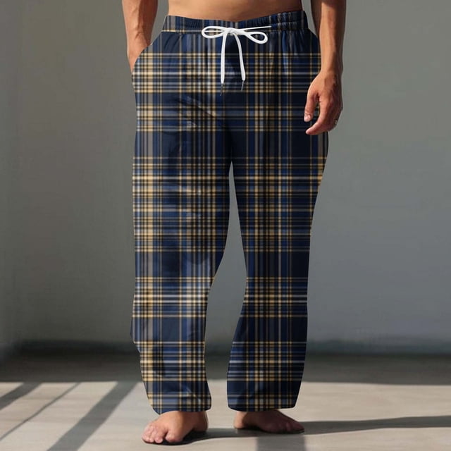 Pantalones largos para hombre, cintura elástica, transpirables, cómodos, suaves, informales, de playa, de poliéster.