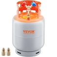 thumbnail image 1 of VEVOR Refrigerant Recovery Tank, 30 lbs Capacity, 400 psi Portable Cylinder Tank with Y-Valve for Liquid/Vapor, High-sealing Recovery Can for R22/R134A/R410A, Orange+Gray, 1 of 9