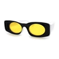 thumbnail image 1 of Womens Unique Concave Thick Mod Plastic Sunglasses Black Yellow, 1 of 4