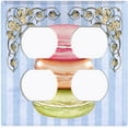 thumbnail image 3 of Metal Light Switch Plate Cover Colorful Macaroon Stack Striped Wallpaper Blue CAK052, 3 of 13