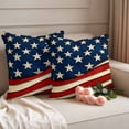 thumbnail image 2 of Vintage American Flag Outdoor Waterproof Pillow Covers, Red Beige Waves Decorative Square Throw Pillowcase Sofa Cushion Sham for Patio/Couch/Chair, 16"x16" 2 Pack, 2 of 8