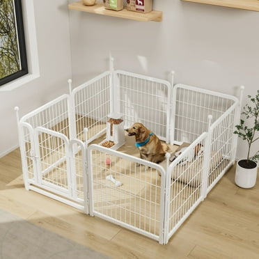 Xecessory Dog Playpen Outdoor, 8 Panel Fence Heavy Duty Metal Indoor Dog Pen with Gates for Small and Medium Pets Playpen for Garden Backyard Camping