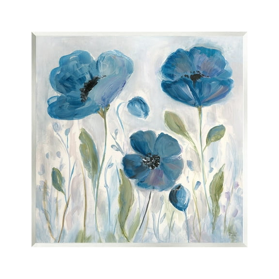 Stupell Industries Blue Poppies Painting Botanical & Floral Painting Unframed Art Print Wall Art, 12 x 12