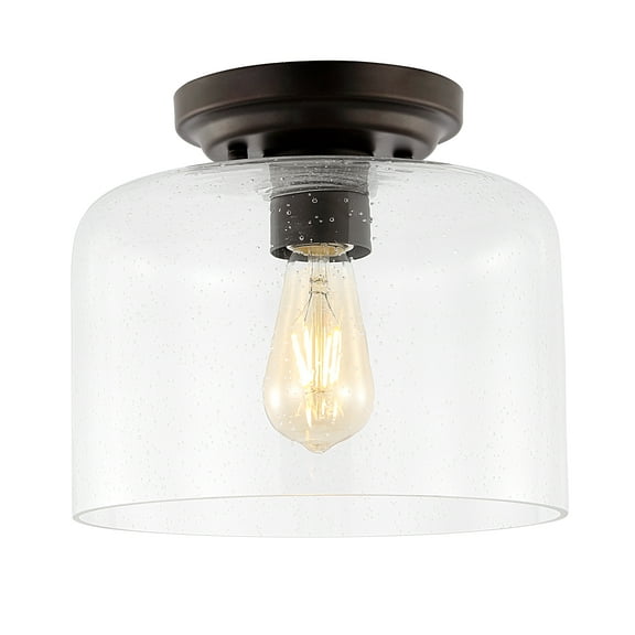 SAFAVIEH Rianne 10 in. Modern Black Iron Mount Light with Clear Shade