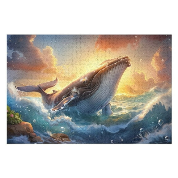 Puzzles for Adults 300 Pieces - Beautiful Whale Unique Artwork Jigsaw Puzzle, Large Piece Puzzle, Great for Beginners, Gifts for Loved Ones