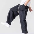 thumbnail image 7 of SAWOBUUN Mens Casual Barrel Pants Wide Leg Elastic Waist Drawstring Loose Fit Trousers Casual Summer Streetwear with Side Pockets, 7 of 7