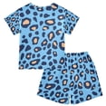 thumbnail image 2 of Blue Leopard Skin Pattern Summer Pajama Set Soft Cotton Short Sleeve Sleepwear 2PCS Pajama Sets Breathable Lounge Set Size 14Y, 2 of 7