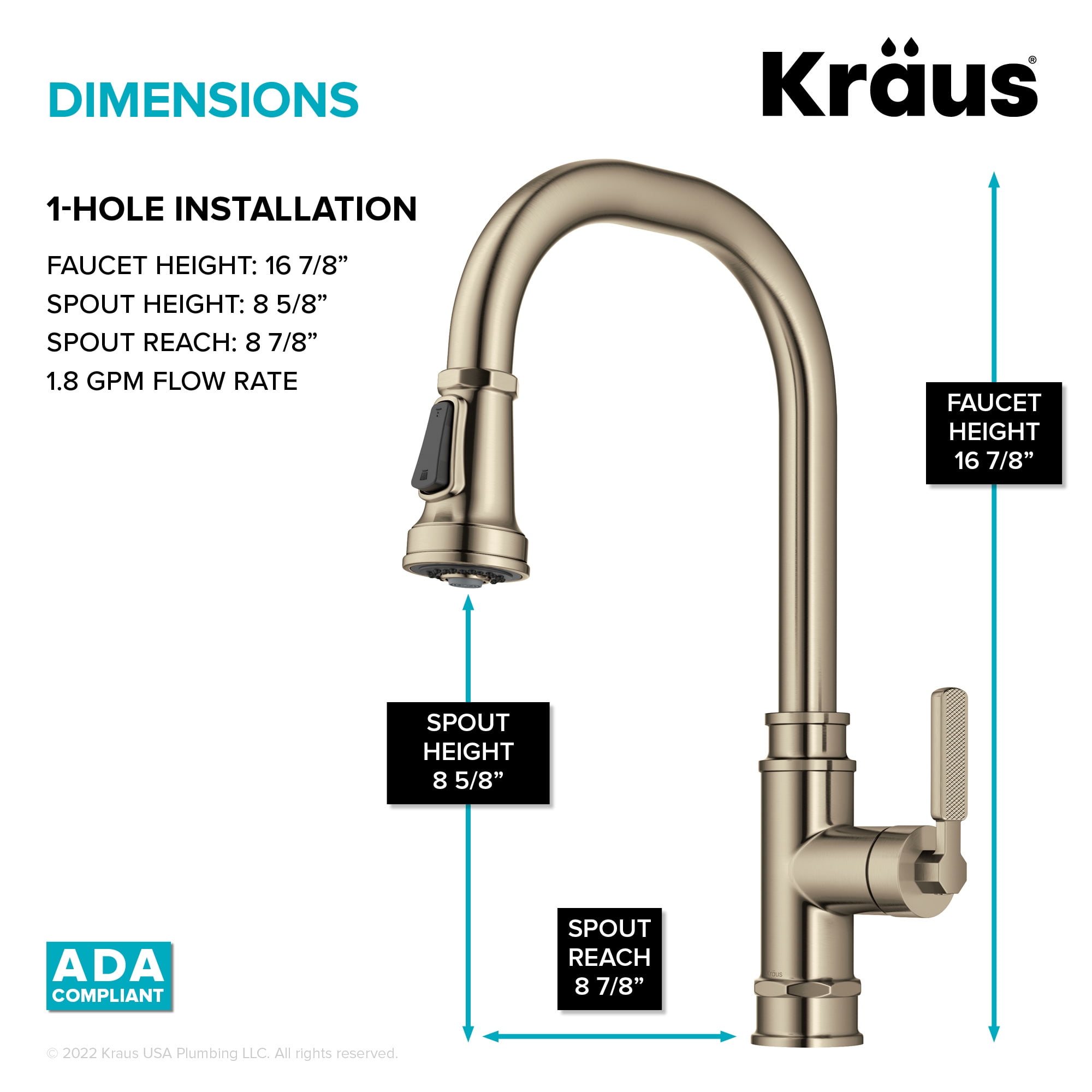 KRAUS Allyn Transitional Industrial Pull-Down Single Handle Kitchen Faucet in Spot-Free Antique Champagne Bronze