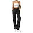 thumbnail image 2 of Kmdttou Wide Leg Cargo Pants Trendy And Casual Multi Pocket Loose Wide Leg Work Pants Long Pants, 2 of 5