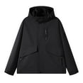 thumbnail image 1 of RXIRUCGD Men's Stitching Drawstring Hooded Slim Fashion Jacket Coat Outwear, Black, Size: XL, 1 of 4