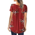 thumbnail image 3 of MYLookk Women Summer Pleated Short Sleeve Tunic Tops Button Down Casual Blouse, 3 of 7