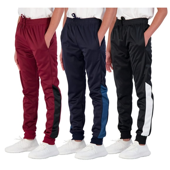 3 Pack Boys Tricot Sweatpants Joggers Kids Boy Jogger Sweatpant Pant Track Pants Athletic Workout gym Apparel Training Fleece Tapered Slim Fit Tiro Soccer casual clothing,Set 9,L (1416)