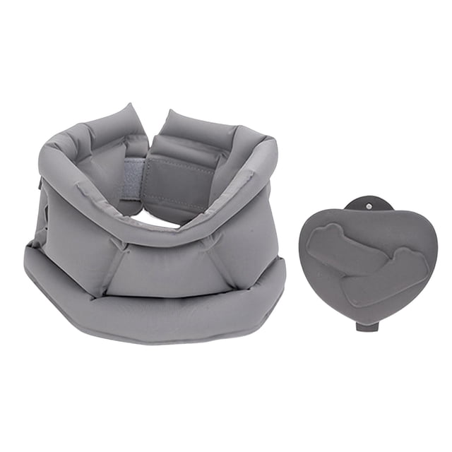 Bunblic Inflatable Travel Pillow Breathable Neck Support Pillow for Office Car Train grey