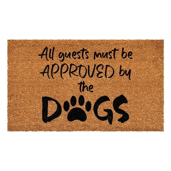 Calloway Mills 109303672 36 x 72 in. All Guests Must Be Approved by the Dogs Rectangular Doormat, Natural & Black