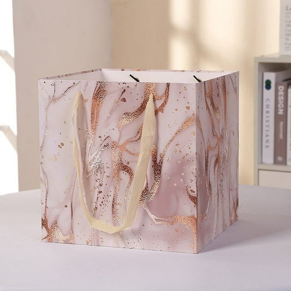 Nvzi gifts, flowers, gift box packaging bags, white card square bags, flowers, gifts, cake packaging tote bags (pink, 30 * 30 * 30cm)