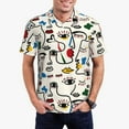 thumbnail image 2 of Balery Aabstract Eyes Printed Men’s Short Sleeve Polo Shirt, Midweight Men's Shirt,Golf Polo shirts -Large, 2 of 8