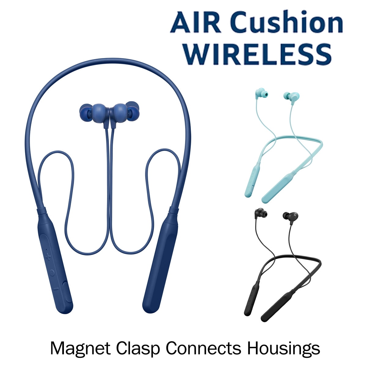 JVC Air Cushion Wireless Earbuds Headphones, Bluetooth 5.0, Water Resistant IPX4, Long Life Battery (up to 24 Hours), 3-Button Remote with mic - HAFX41WB, Black, Medium