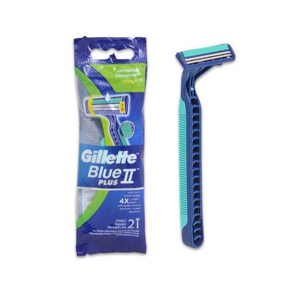 2 Pc Razor Disposable Blue 2 Plus Twin Blade Ultra Grip Lubrastrip