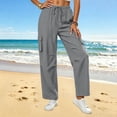 thumbnail image 2 of Womens Cargo Hiking Pants with Zipper Pockets Quick Dry Water Resistant Parachute High Waist Baggy Travel Pants Lightweight Gray M(M), 2 of 5
