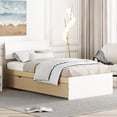 thumbnail image 7 of Twin Size Bed With White High Gloss Headboard & And Convenient Oak Trundle Frame Modern Space For A Stylish Bedroom, 7 of 7