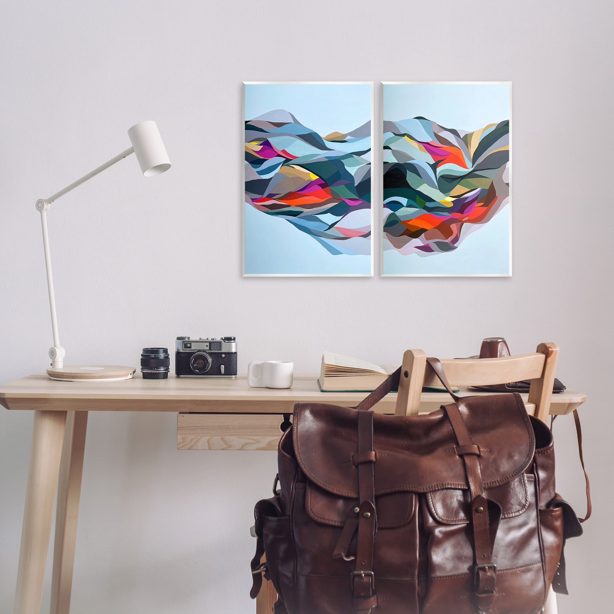 Stupell Industries Patterned Mountain Abstraction Abstract Painting Unframed Art Print Wall Art, 13 x 19, Set of 2