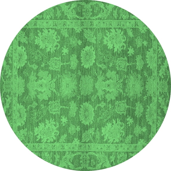 Ahgly Company Indoor Round Oriental Emerald Green Industrial Area Rugs, 6' Round