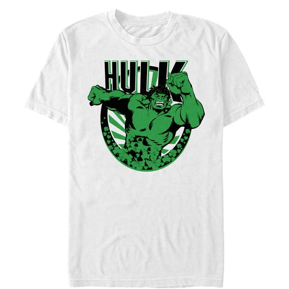 Men's Marvel St. Patrick's Day Hulk Shamrock  Graphic Tee White X Large