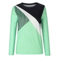 thumbnail image 4 of IROINNID Womens Plus Size Tops Lounge Round-Neck Fashion Contrast Color Long Sleeve T-shirt Blouse,Green, 4 of 6