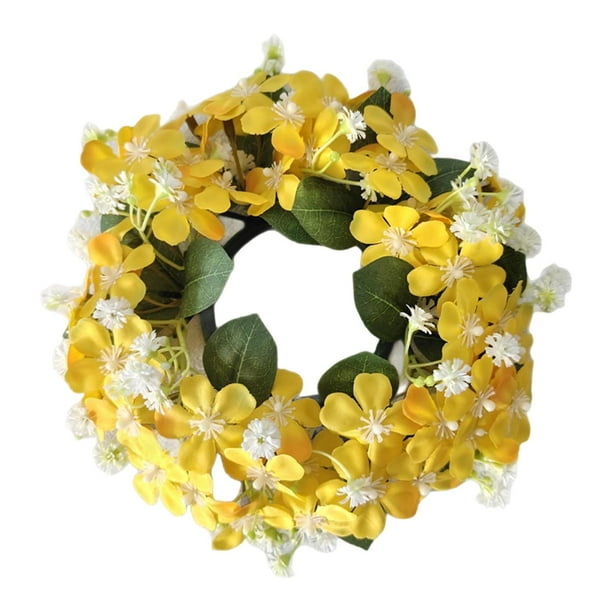 Corona para puerta de entrada,Corona artificial para puerta de entrada,regalo para pared de oficina,Ventana de artesanía de corona de primavera y verano,Festival de centros de mesa con amarillo