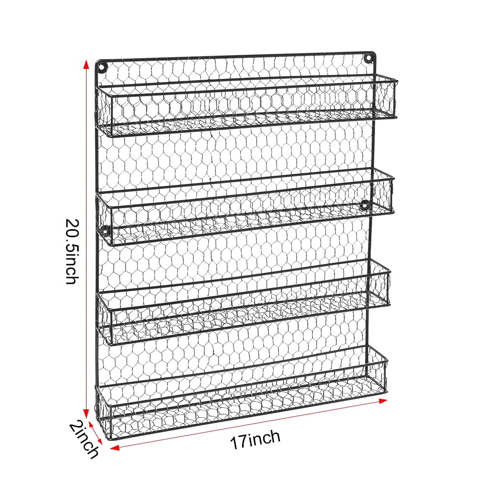 Kepooman Farmhouse Style Hanging Spice Racks For Wall Mount - Easy To Install Set of 4 Space Saving Racks - The Ideal Seasoning Organizer For Your Kitchen, Black Kepooman Farmhouse Style Hanging Spice Racks For Wall Mount - Easy To Install Set of 4 Space Saving Racks - The Ideal Seasoning Organizer For Your Kitchen, Black