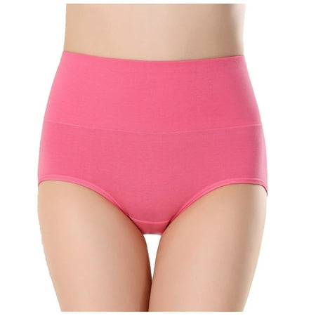 GA WEIHUA Clearance SalesHigh Rise Seamless Panty for Women Stretch Elastic Waist Underpant Trendy No Trace Briefs Classic Solid Underoutfit(Watermelon Red L)
