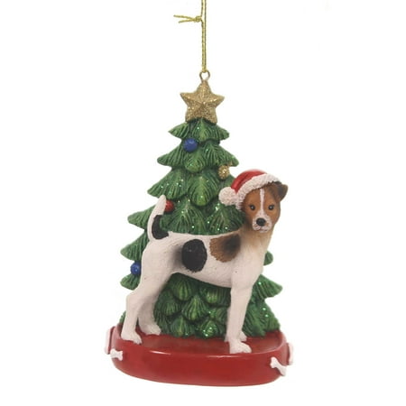 Holiday Ornaments DOG W/CHRISTMAS TREE Pet Puppy Best Friend C7615 Jack (Best Food For Jack Russell Puppy)