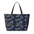 thumbnail image 2 of Xecao Hand Drawn Rockets for versatile beach bag for women includes zipper pockets and waterproof material, ideal for vacations and adventures., 2 of 7
