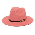 thumbnail image 2 of Wide Brim Straw Hat for Men Women Jazz Hat Fedora Beach Travel Sun Fisherman Cap, 2 of 3