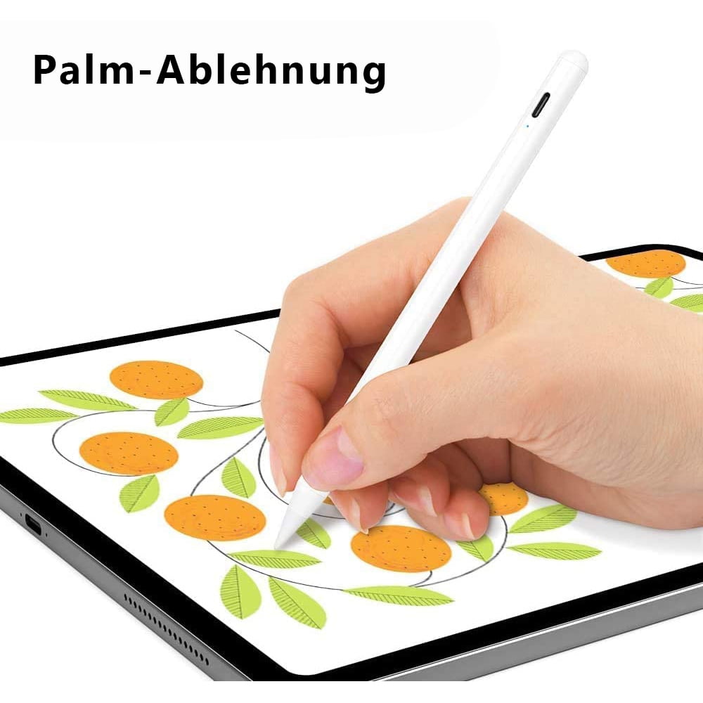 Magnetically Attachable Stylus Pen for 2018-2024 iPad, Tilt Sensitivity Active Pencil for Pro 11", 12.9", Air 3-5, Mini 5-6, White