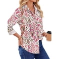 thumbnail image 3 of Fantaslook Womens Button Down Shirts Boho Floral Printed Long Sleeve Blouses Business Work Shirt Dressy Casual Loose Tops, 3 of 10