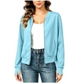 thumbnail image 3 of Maplenight Zip Up Jackets for Women Cropped Bomber Jacket with Thumb Holes Long Sleeve Casual Outerwear with Pockets, 3 of 5