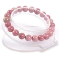 thumbnail image 2 of Angelstones Natural Pink Rhodonite Gemstone 8mm Round Beads Stretch Bracelet 7 Inch Unisex, 2 of 2