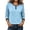 Light Blue-07, variant on Perfectbot Women's Raglan 3/4 Sleeve Tee Contrast Trim Henley Neck Casual Fall Everyday T-Shirt