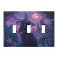 thumbnail image 2 of 2 Gang Light Switch Cover Plate Black Cat with Wizard Hat Wall Plate Decorate Electrical Outlet Cover Plates 4.56”x4.48”, 2 of 8